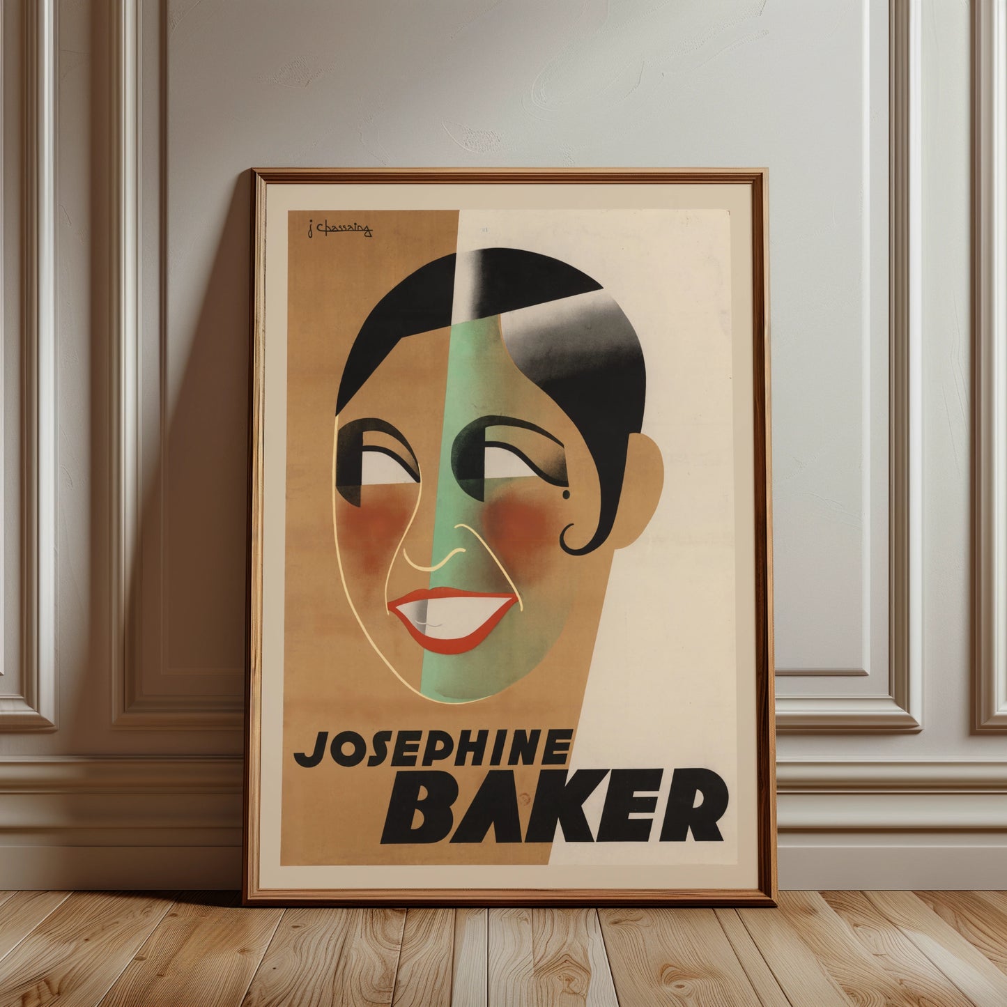 Künstlerische Darstellung der Tänzerin Joséphine Baker als Poster-Reproduktion.