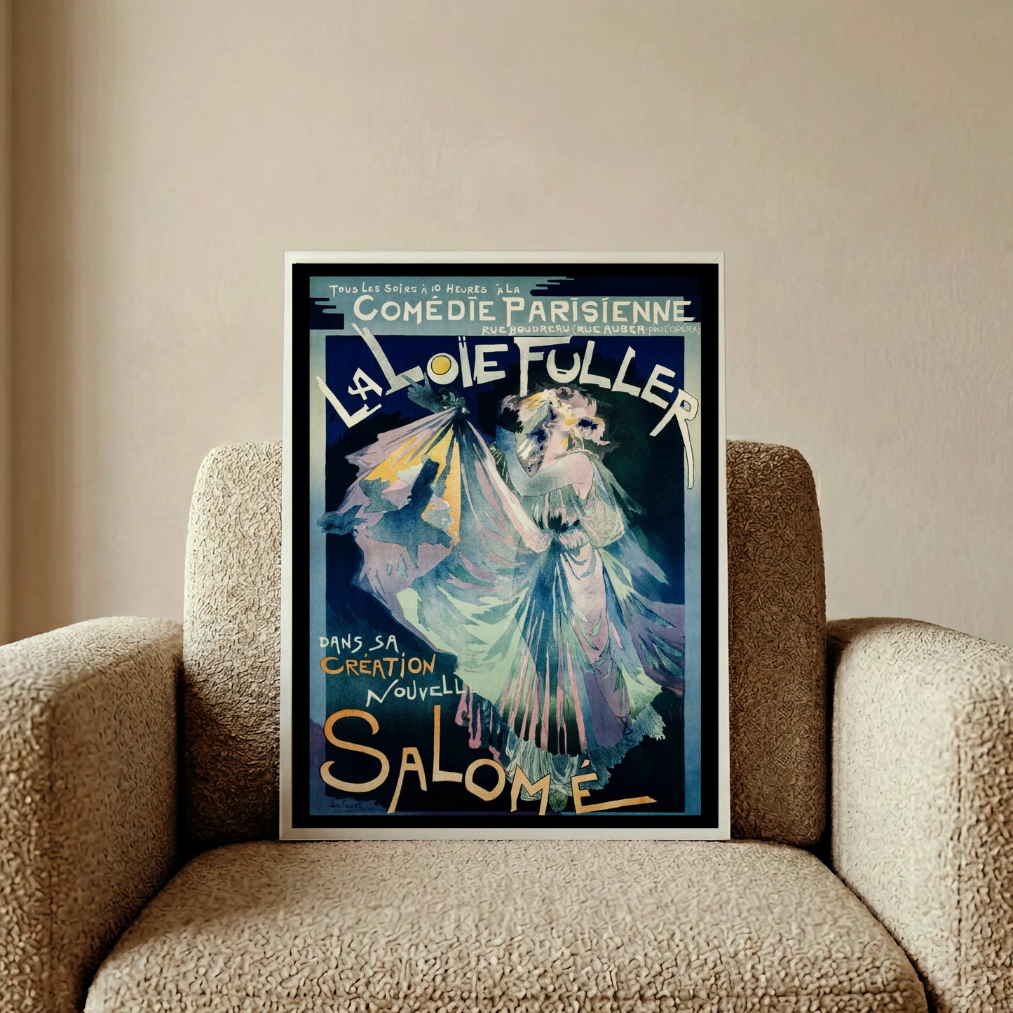 Vintage Theaterposter für die Aufführung von Salomé in Paris Ende des 19. Jahrhunderts.