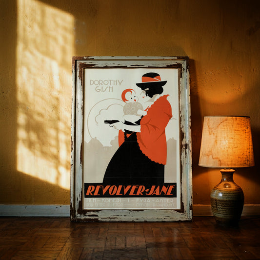 Battling Jane Stummfilm-Plakat von 1919 mit einer Frau, die ein Baby hält und eine Pistole zieht.