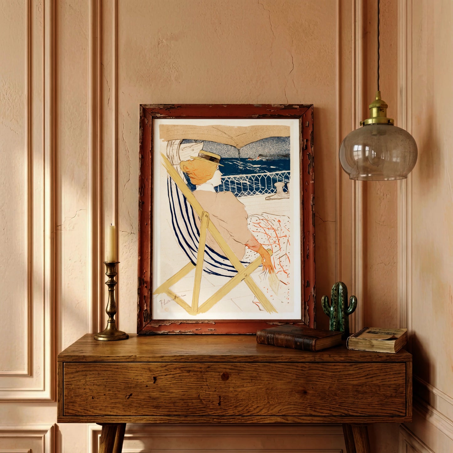 Vintage Reise-Lithografie von Toulouse-Lautrec Blick aufs Meer