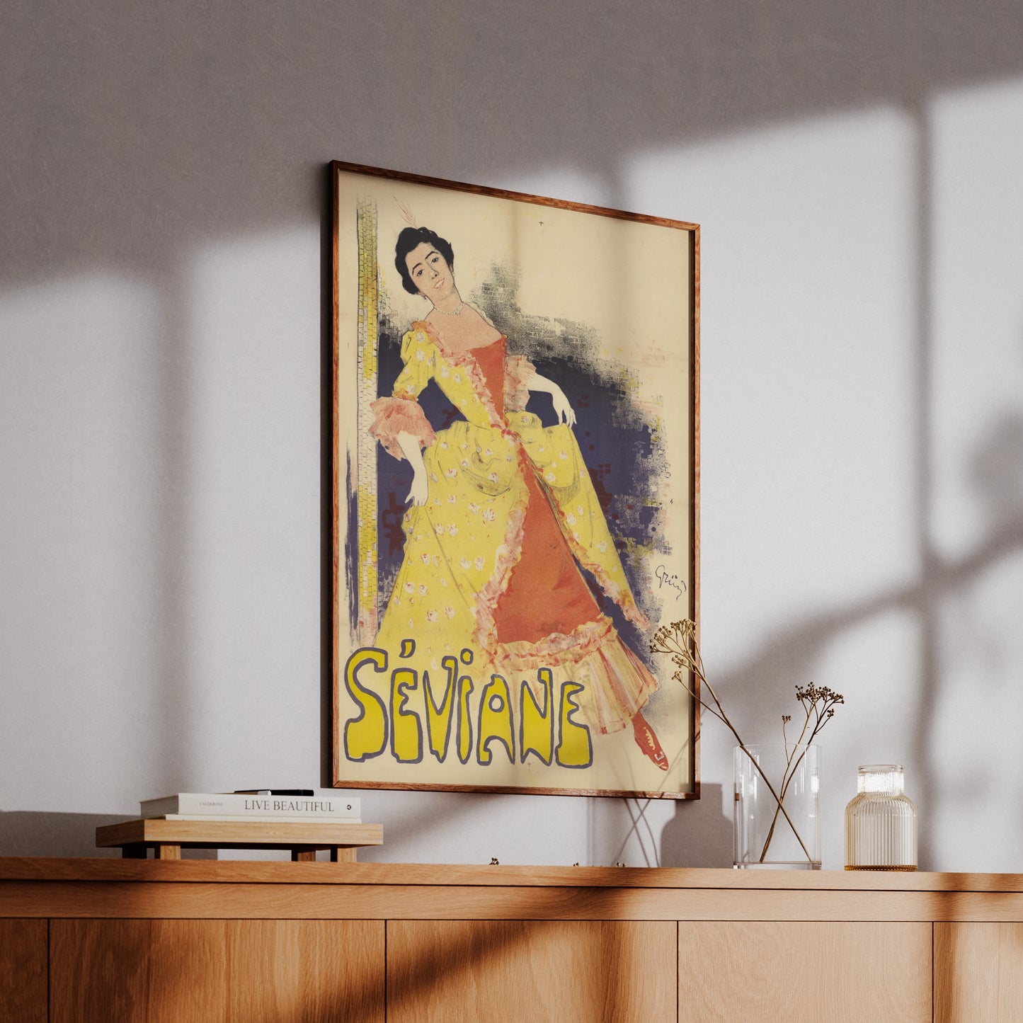 Vintage Kunstdruck von Jules-Alexandre Grün mit einer Frau im Belle Époque Stil.