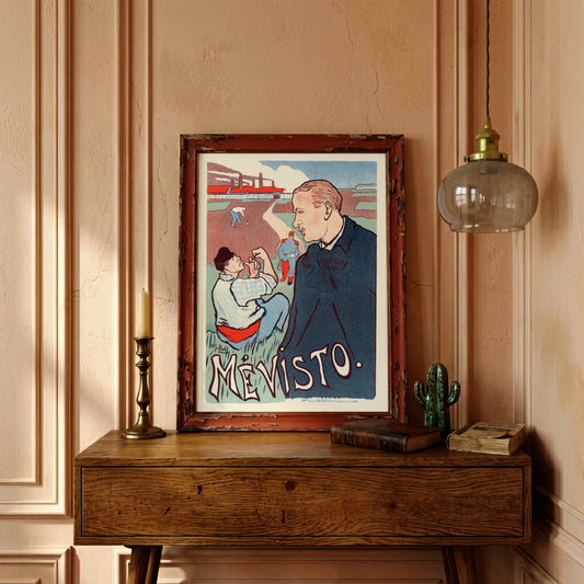 Französisches Vintage-Plakat von Ibels mit gedämpften Blau- und Erdtönen.