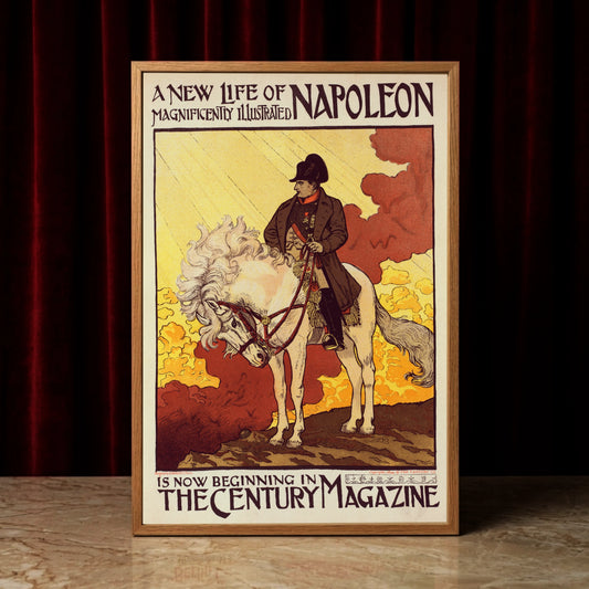 Nahaufnahme der Napoléon Illustration mit goldenen Wolken im Hintergrund.