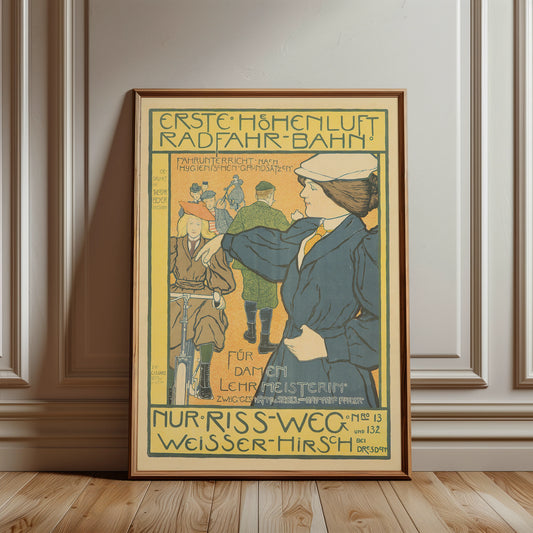 Jugendstil-Plakat von Johann Vincenz Cissarz für die Erste Höhenluft Radfahr-bahn 1897.