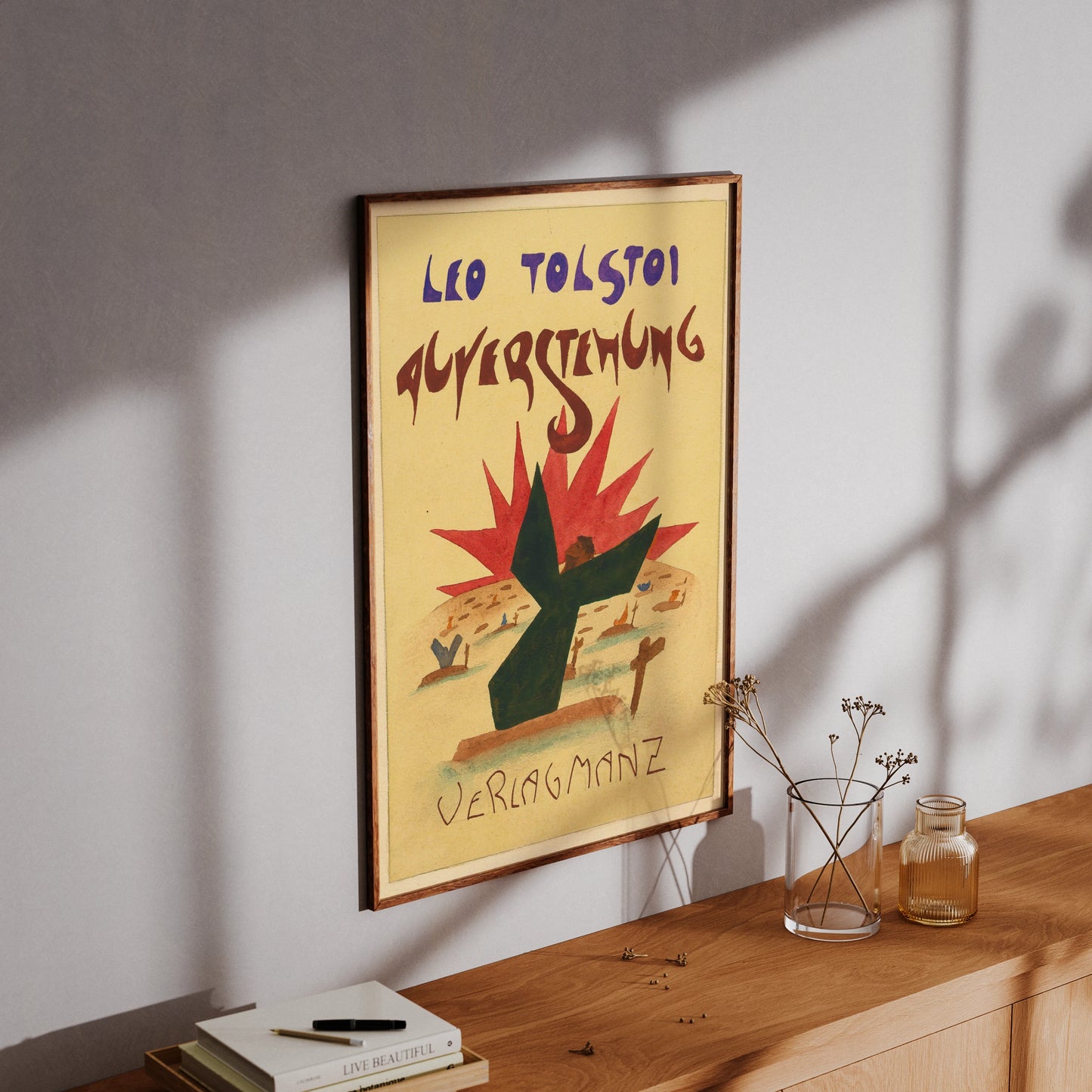 Vintage Buchplakat Verlag Manz 1919 Leo Tolstoi Auferstehung.