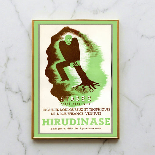 Historisches französisches Pharma-Plakat für Hirudinase der Laboratoires Ana.