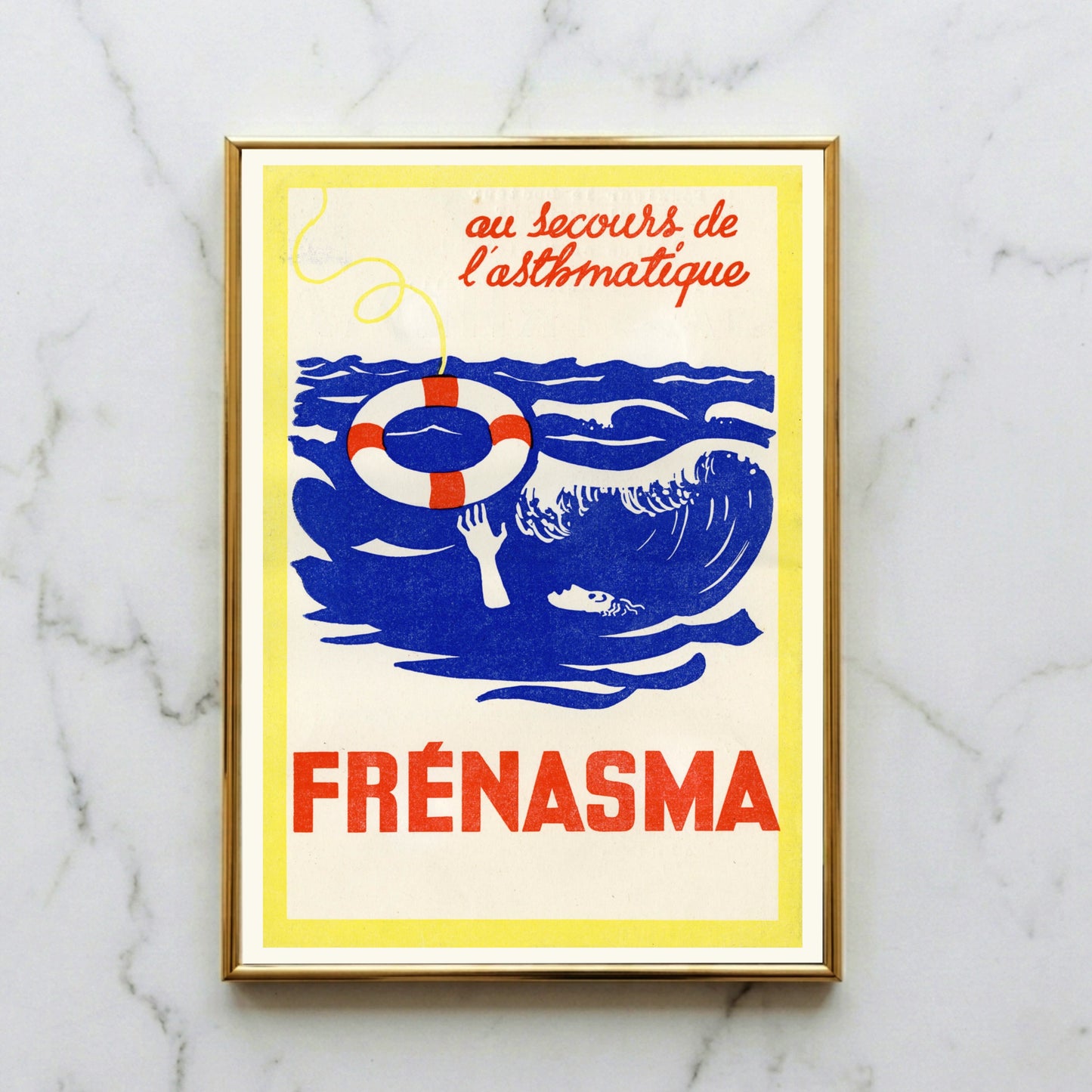Französisches Medizinhistorik-Poster Frénasma mit der Aufschrift au secours de l'asthmatique.