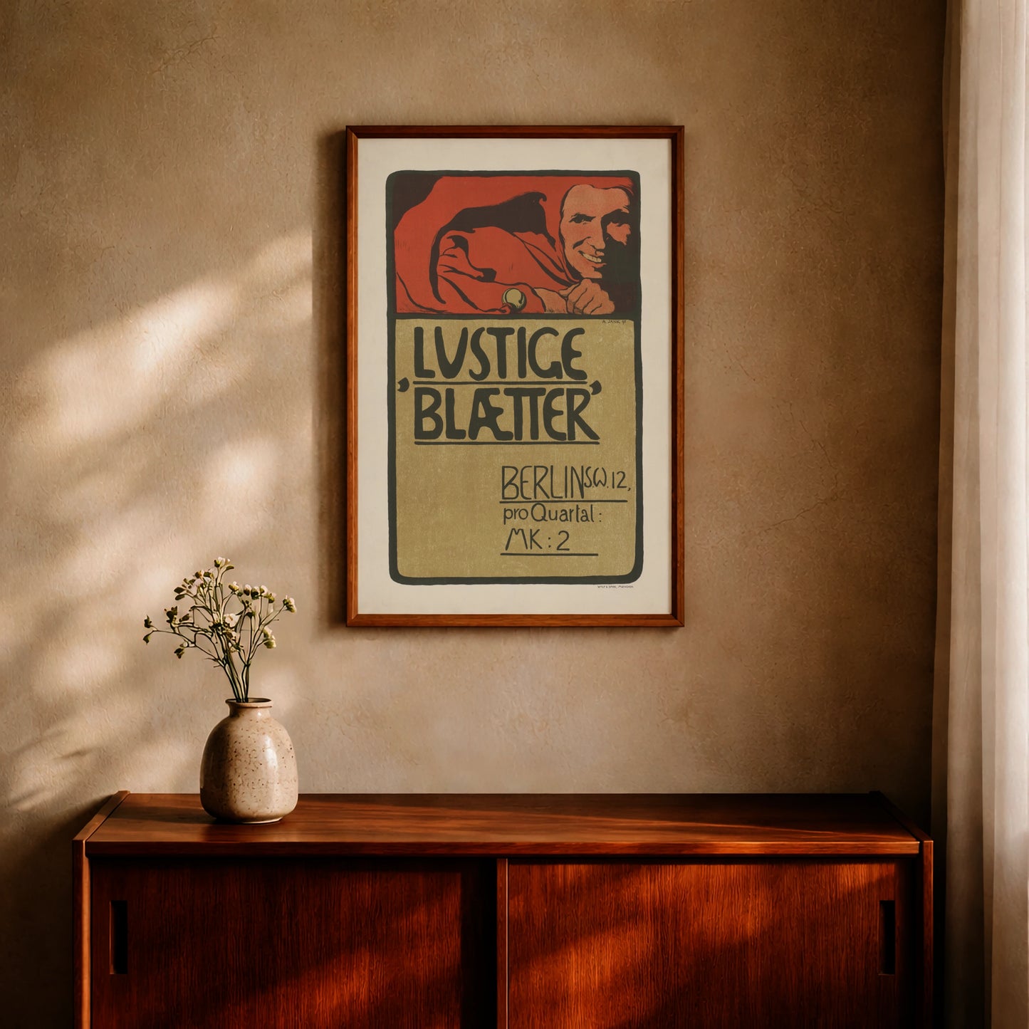 Detailansicht der grafischen Gestaltung des Plakats Lustige Blätter von Angelo Jank.