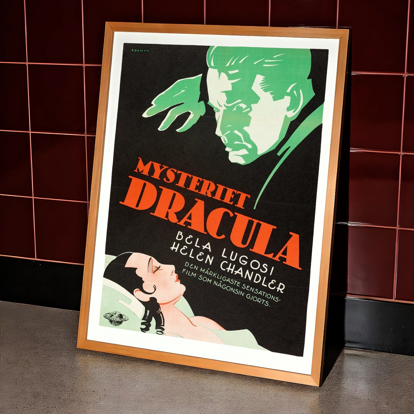 Eric Rohman Kunstwerk für den Film Dracula 1931 in schwedischer Sprache.