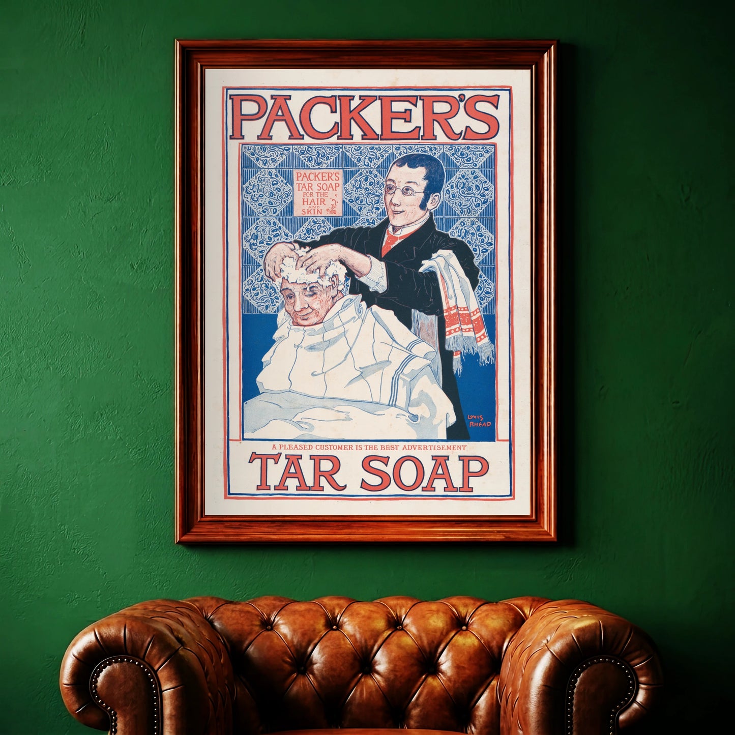 Werbegrafik für Tar Soap mit dem Slogan A pleased customer is the best advertisement.