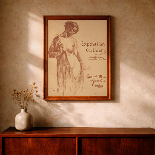 Vintage Ausstellungsplakat von Otto Vautier aus dem Jahr 1919 für die Galerie Moos in Genf.