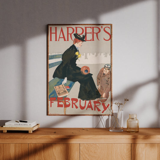 Detailgetreuer Kunstdruck des Harper's Magazin Covers von 1894 im Jugendstil.