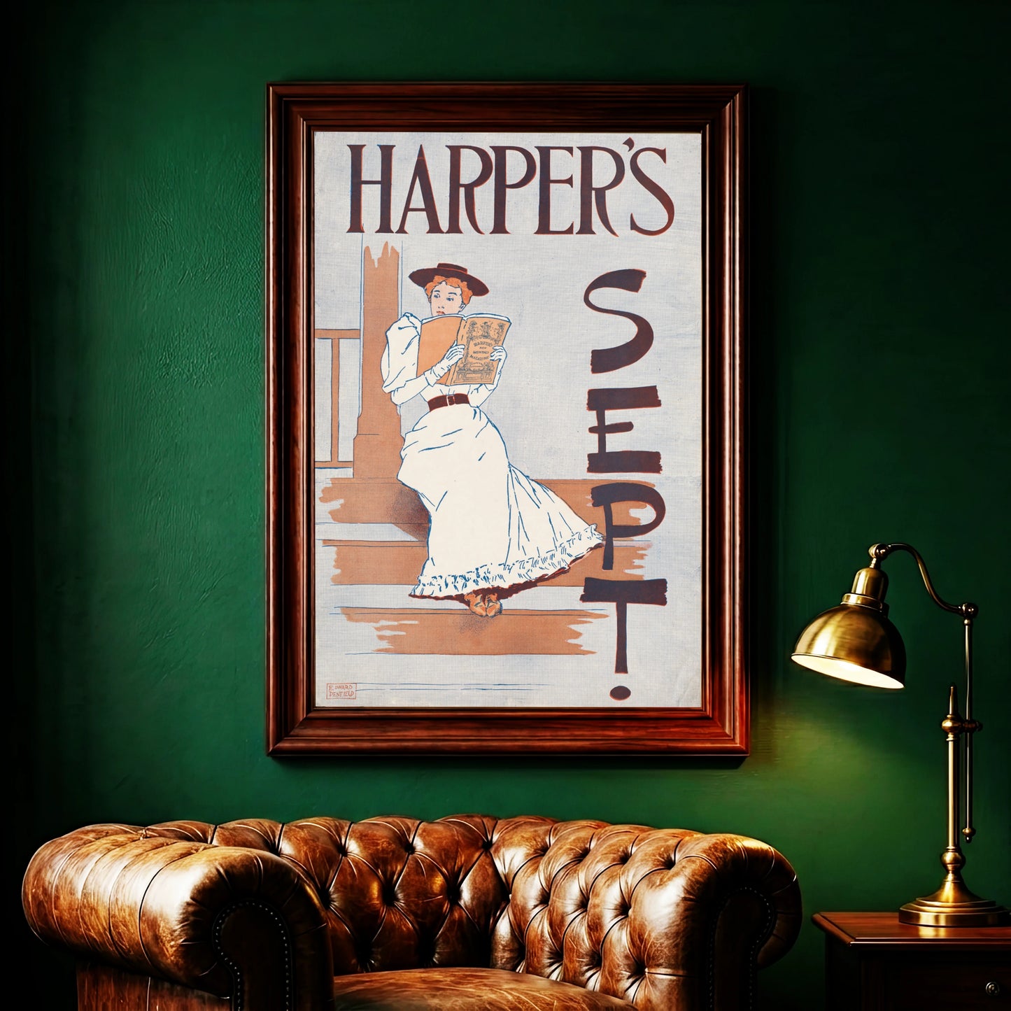 Detailgetreue Reproduktion des Harper's Monthly Magazine Posters von 1893 im Retro-Stil.