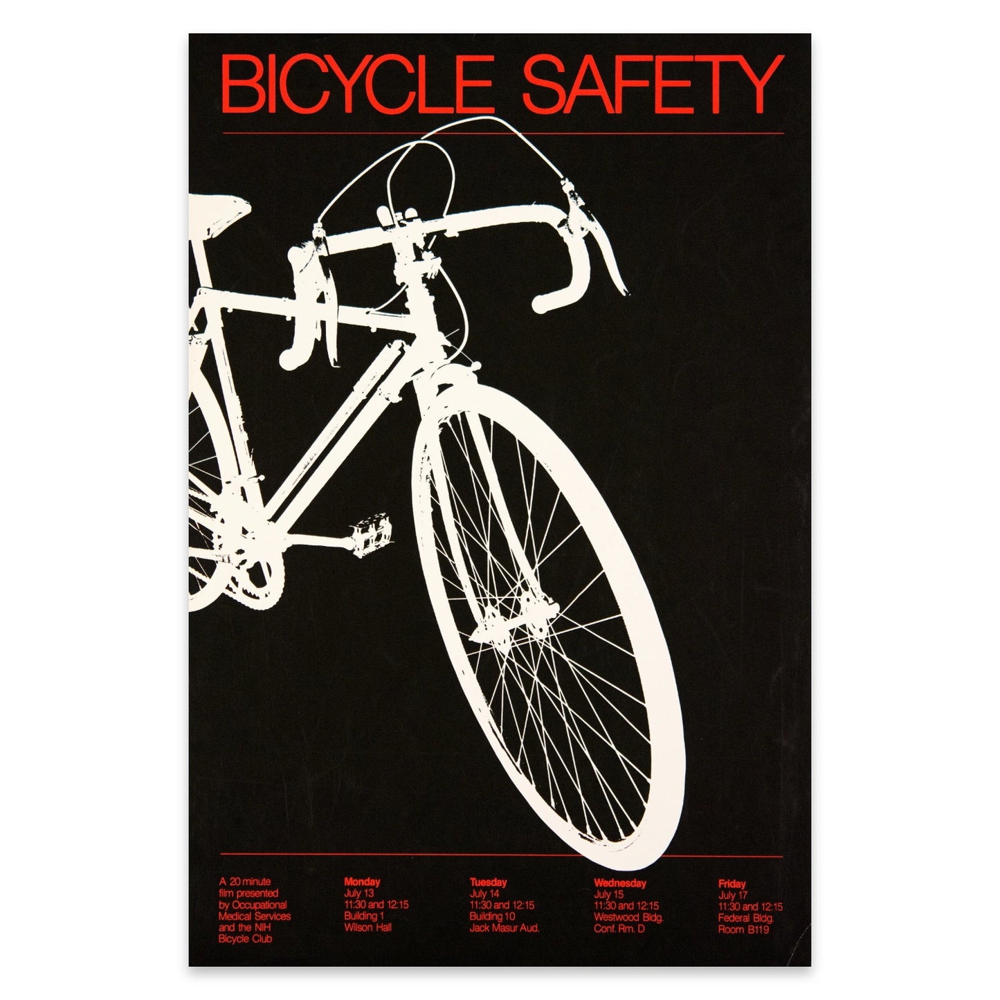 Retro Informationsplakat der National Institutes of Health zum Thema Radfahren.