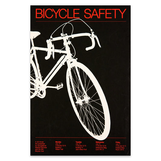 Retro Informationsplakat der National Institutes of Health zum Thema Radfahren.