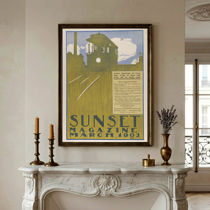 Vintage Cover des Sunset Magazine 1902 mit Silhouette einer Cable Car in San Francisco.