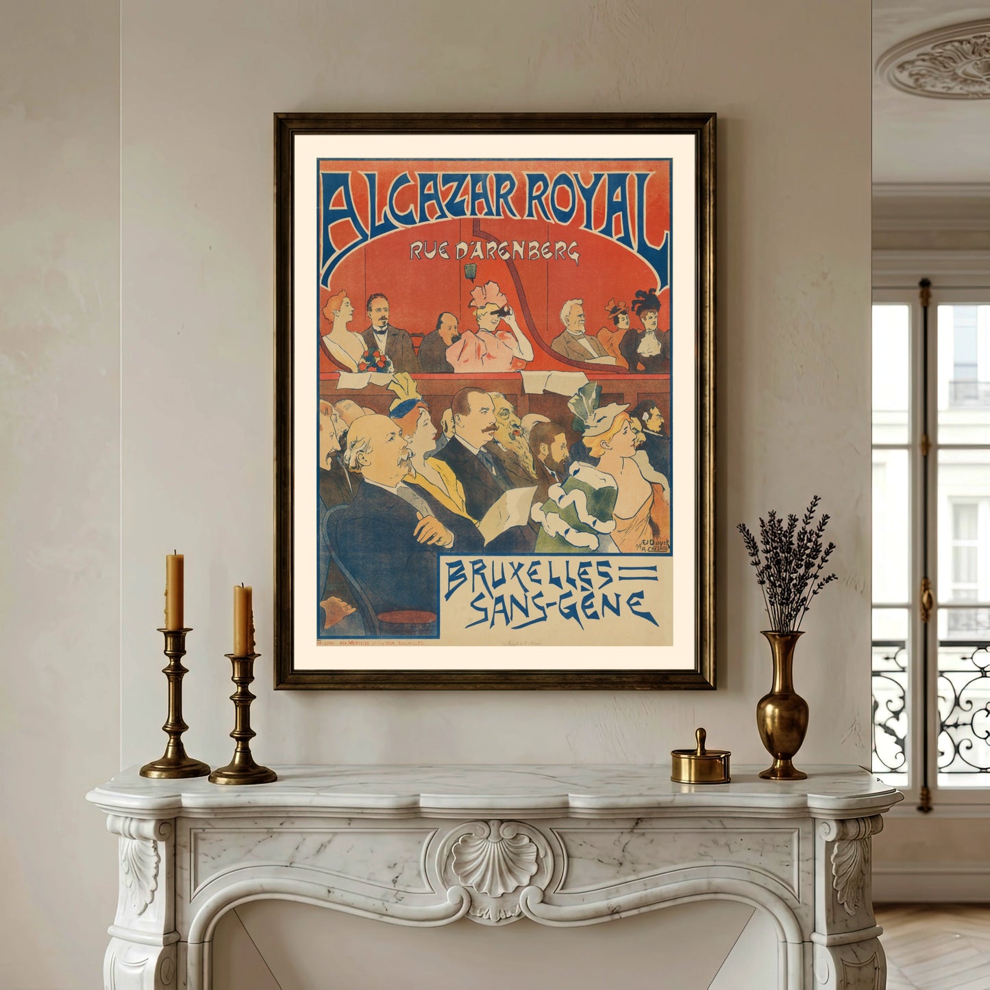 Historisches Theaterplakat Alcazar Royal Bruxelles Sans-Gêne von 1894.