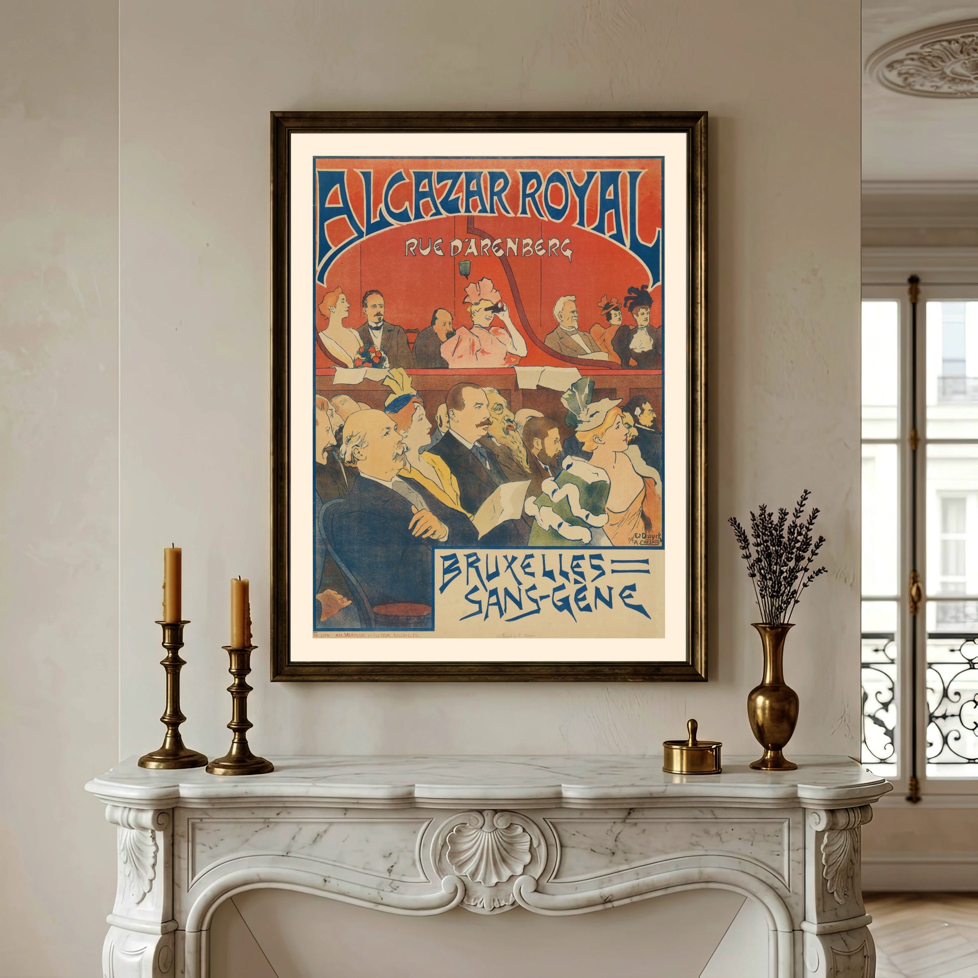 Historisches Theaterplakat Alcazar Royal Bruxelles Sans-Gêne von 1894.