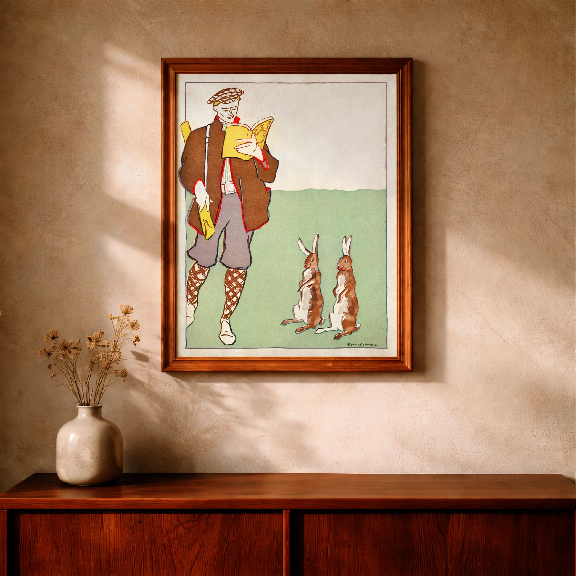 Detailaufnahme einer lithografischen Illustration von Edward Penfield mit mutigen Linien und Naturmotiven.