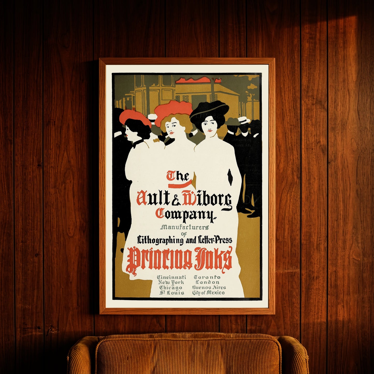 Typografisches Vintage-Poster für Lithographie und Letterpress-Farben von Ault & Wiborg.