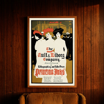 Typografisches Vintage-Poster für Lithographie und Letterpress-Farben von Ault & Wiborg.
