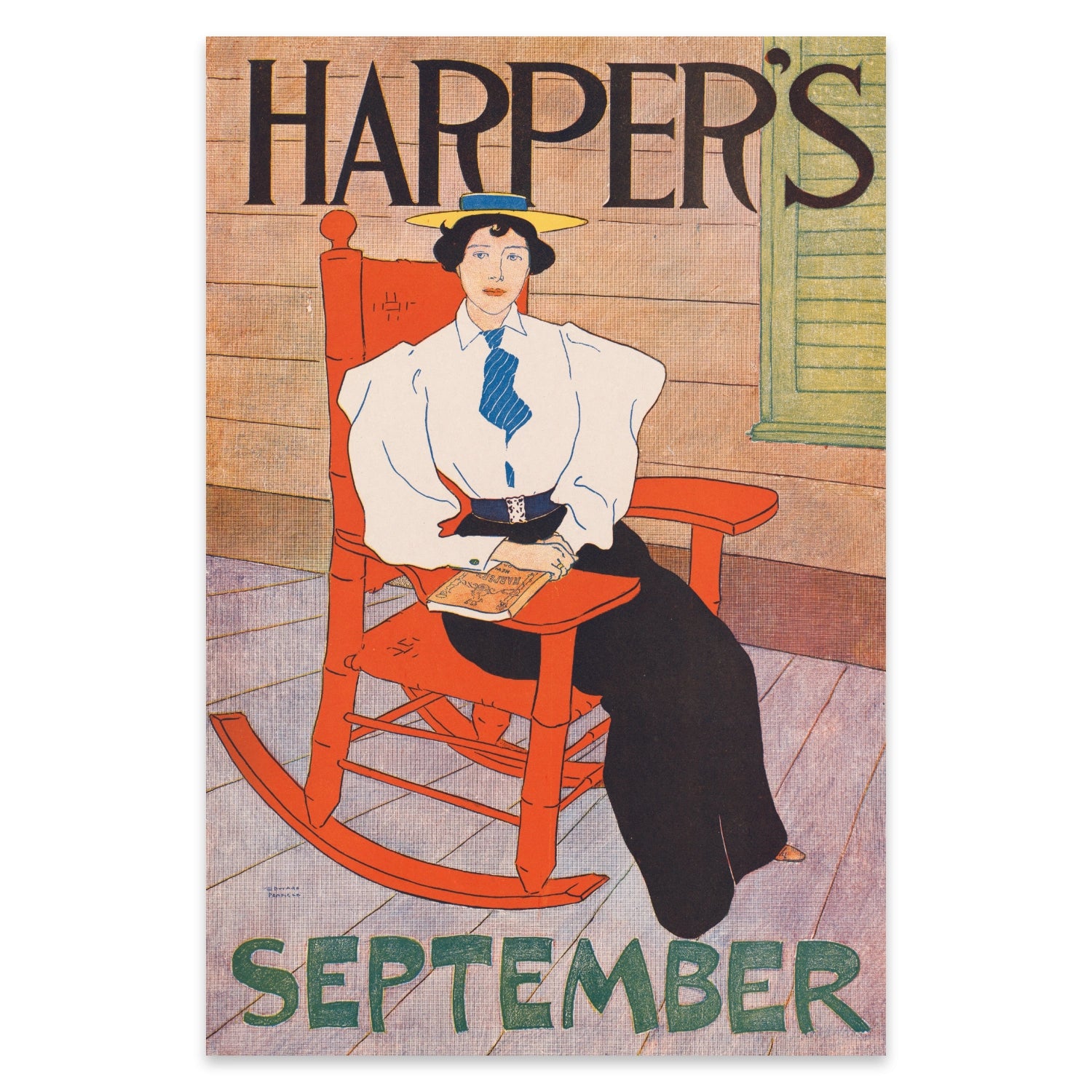 Retro Wandbild Harper's September in flächigen Farben und eleganter Typografie.