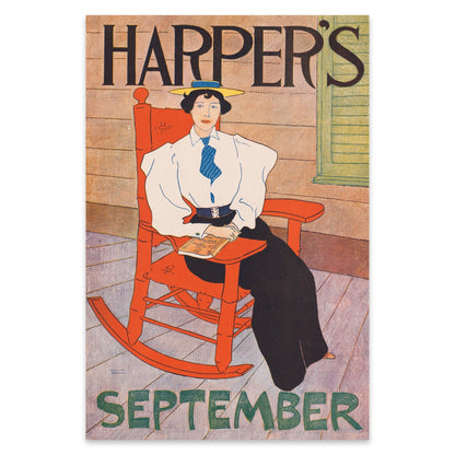Retro Wandbild Harper's September in flächigen Farben und eleganter Typografie.