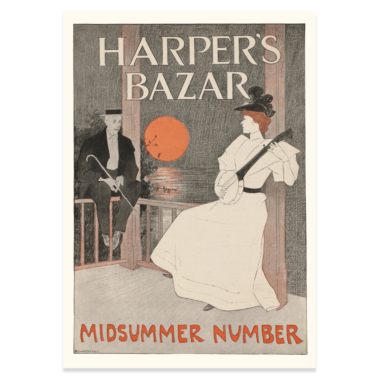Kunstdruck der Belle Époque Illustration von Edward Penfield für Harper's Bazar im Jahr 1894.