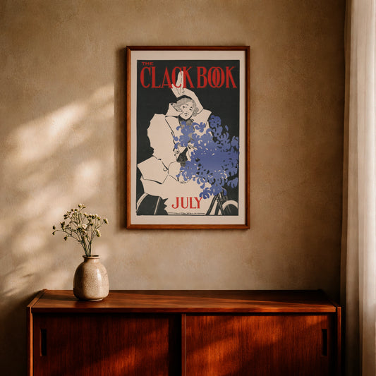 Historisches Grafikdesign Poster The Clack Book 1890er Jahre.
