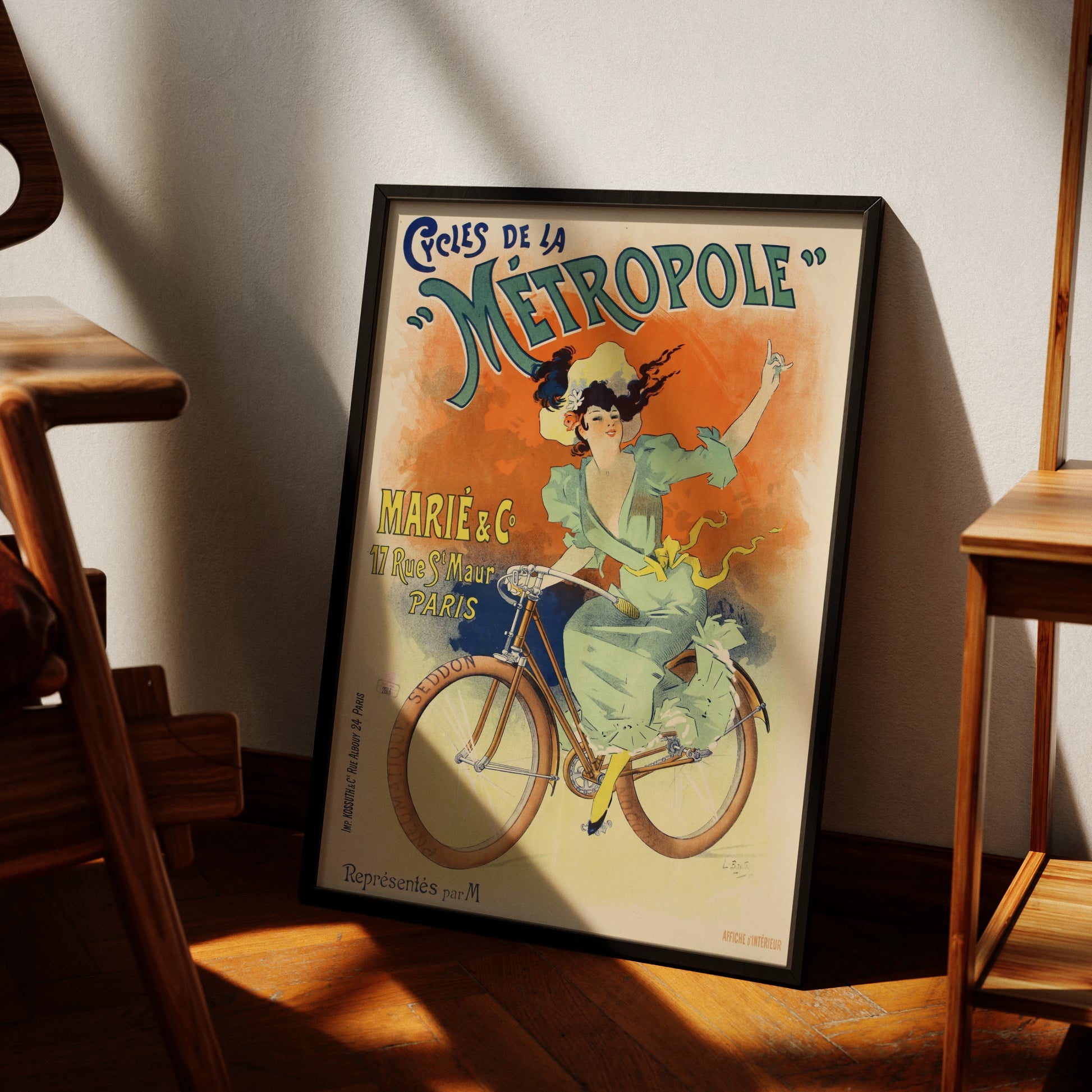 Detailgetreuer Kunstdruck eines historischen Fahrrad-Plakats von Lucien Baylac.