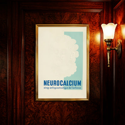 Minimalistisches historisches Werbeplakat für Neurocalcium Kindersirup