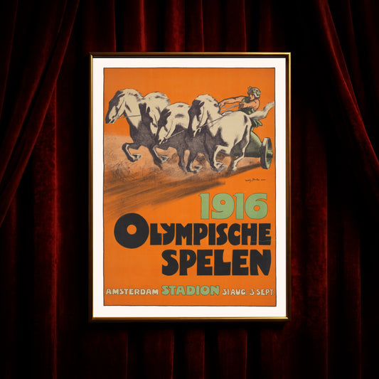 Sport-Vintage-Poster zeigt einen Lenker eines Streitwagens im antiken Stil.