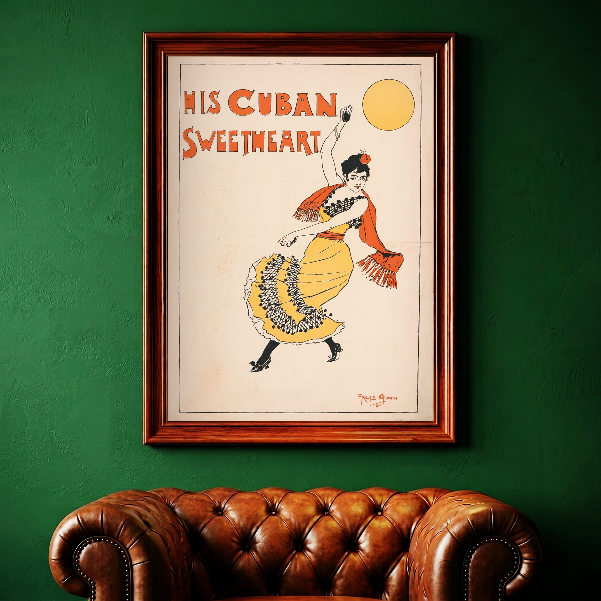 Plakat-Illustration im Retro-Stil mit kubanischem Thema und typografischem Titel.