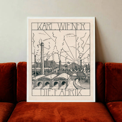 Grafisches Poster einer Industrieanlage aus der Feder des österreichischen Künstlers Karl Wiener.
