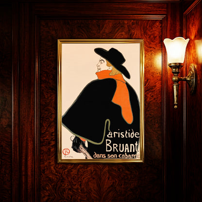 Berühmtes Plakat von Henri de Toulouse-Lautrec zeigt Aristide Bruant mit rotem Schal und schwarzem Hut.