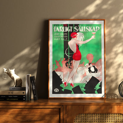 Vintage Kinoposter der 20er Jahre mit grünem Hintergrund und Jazz-Band-Silhouetten.