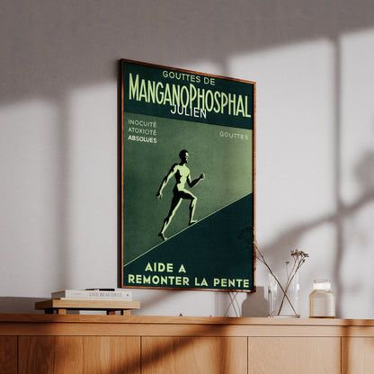 Historisches Werbeplakat für Manganophosphal Julien mit französischer Typografie.
