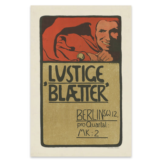 Retro Wandbild eines Berliner Zeitschriften-Covers aus dem Jahr 1898.