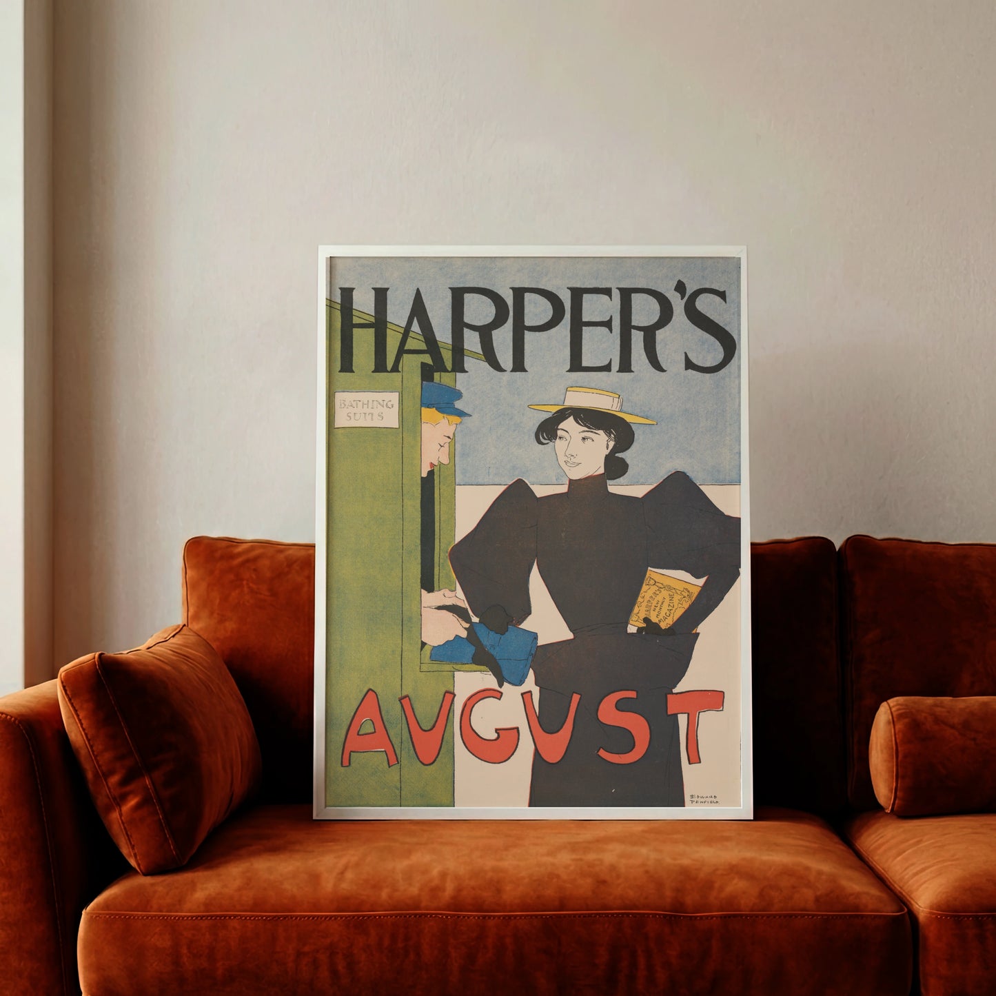 Nahaufnahme der Typografie 'Harper's' und 'August' im Vintage-Stil.