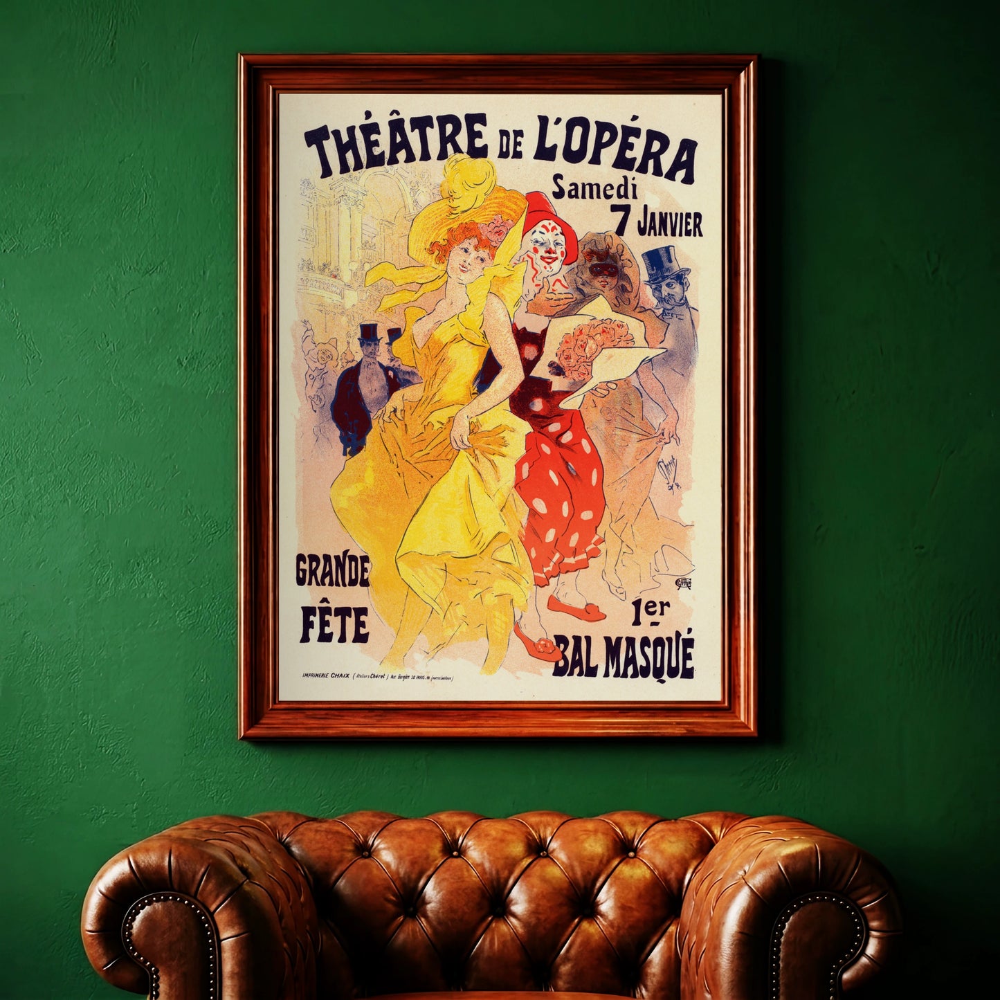 Belle Époque Kunstdruck mit dynamischen Tanzszenen und historischer Typografie.