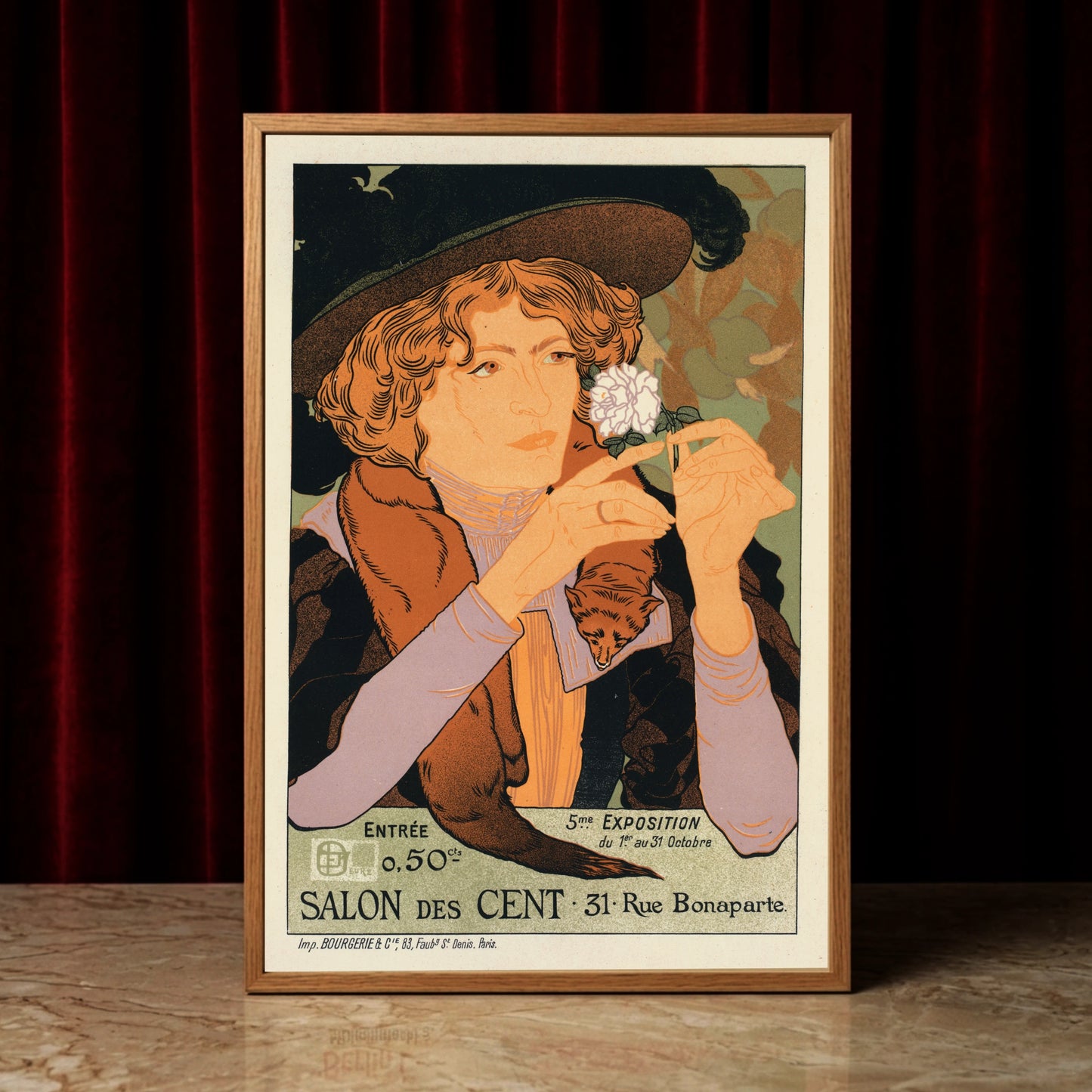 Historisches Ausstellungsplakat Salon des Cent von Georges de Feure in warmen Erdtönen.