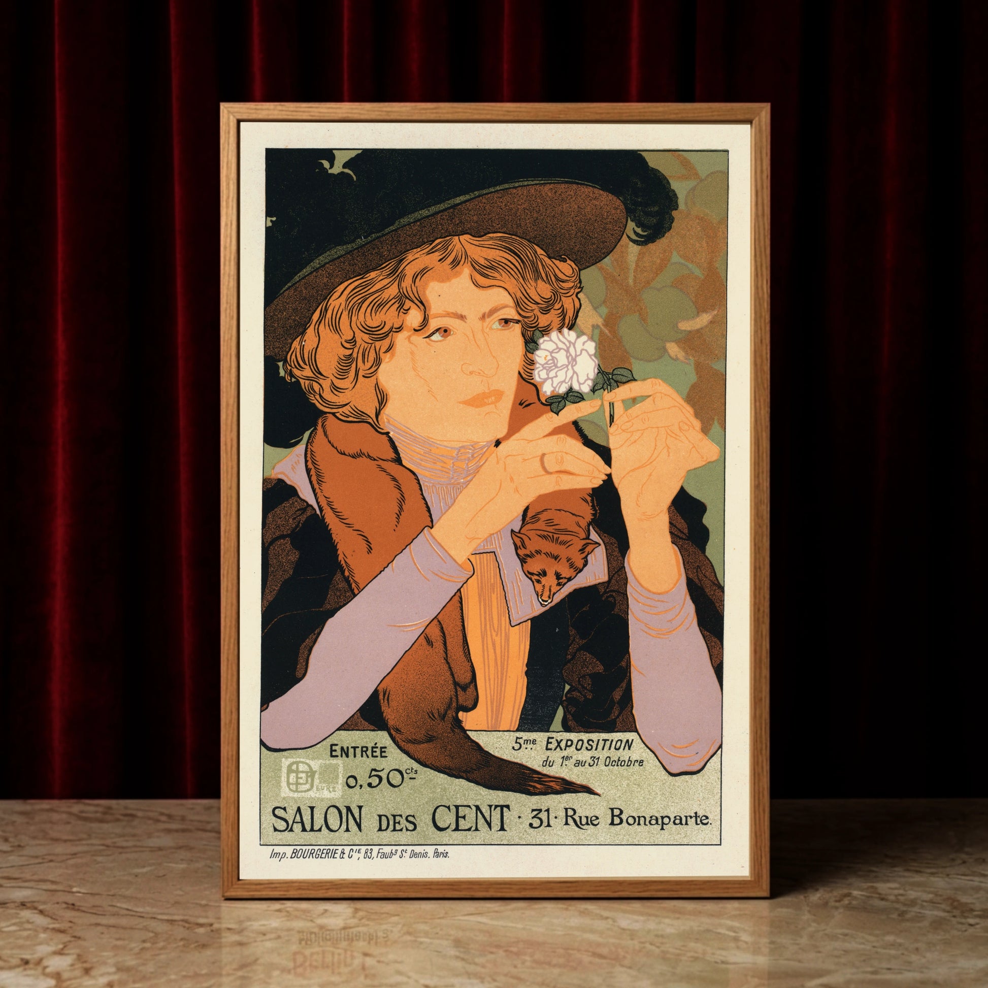 Historisches Ausstellungsplakat Salon des Cent von Georges de Feure in warmen Erdtönen.