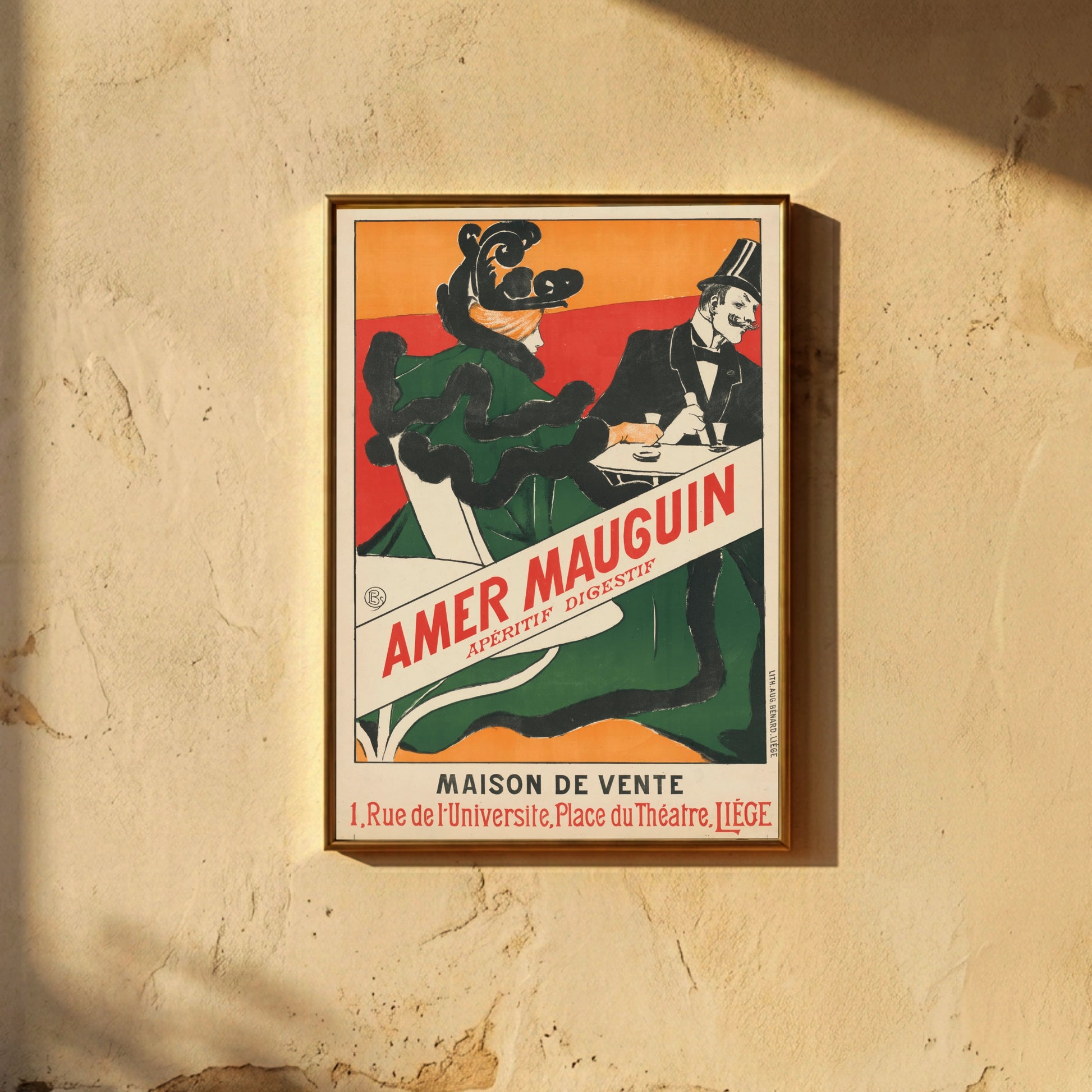 Amer Mauguin Apéritif Digestif Kunstdruck mit markanter Diagonalschrift.