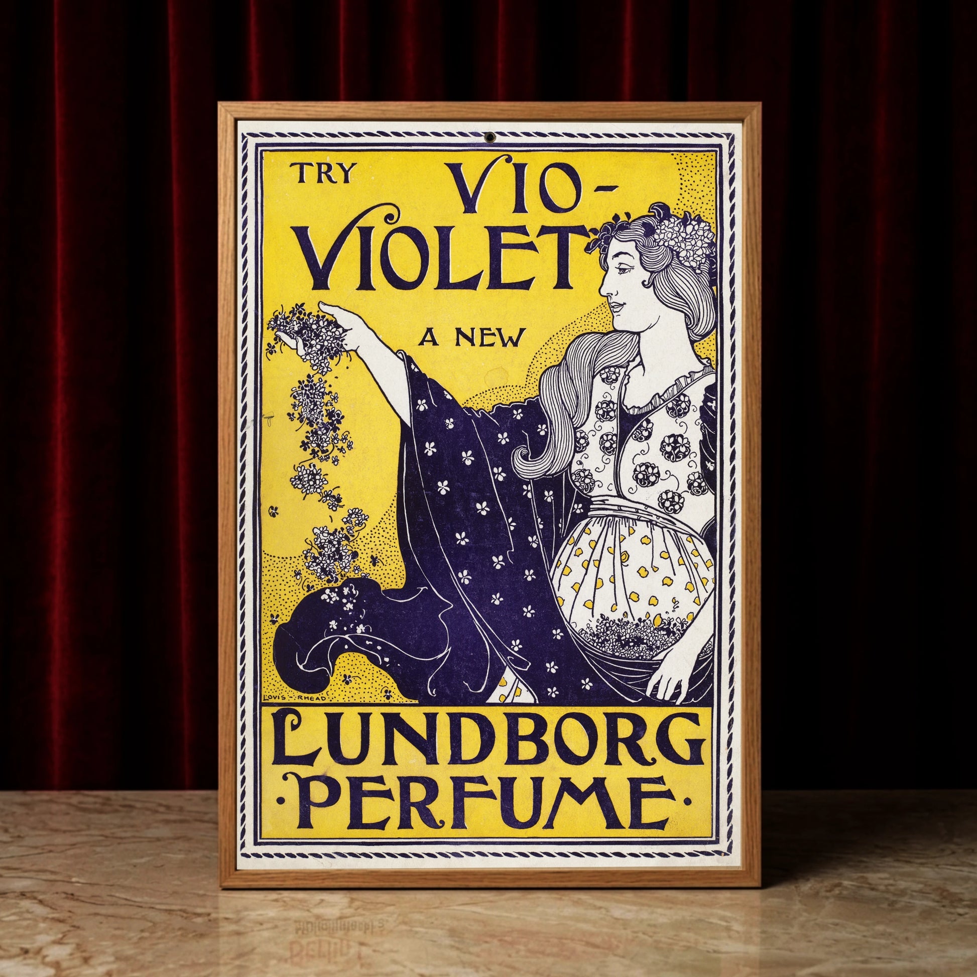 Historisches Werbeplakat Vio-Violet von Louis Rhead im Jugendstil-Design.