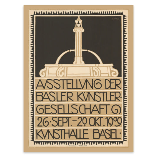 Kunstreproduktion eines historischen Plakats von Paul Kammüller für eine Basler Kunstausstellung.