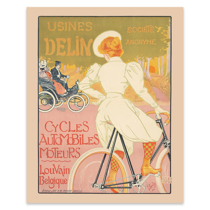 Nahaufnahme der Typografie und Grafik des Usines Delin Vintage Posters.