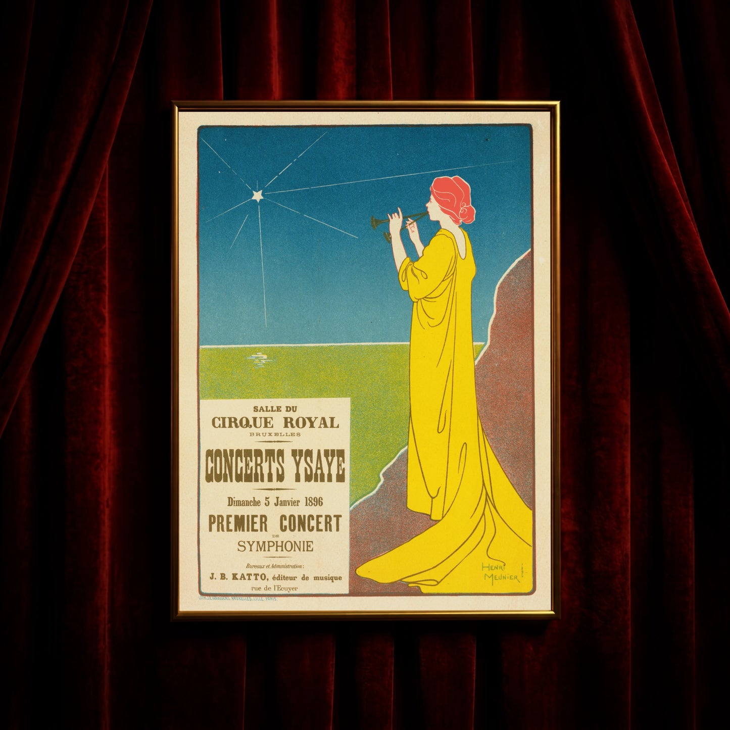 Historisches Konzertplakat von 1896 für Concerts Ysaÿe in Brüssel.