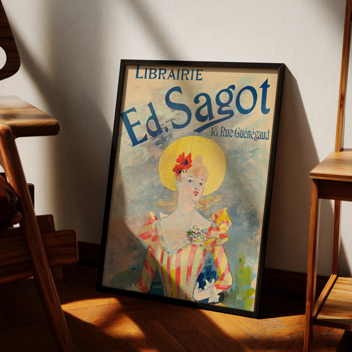 Französisches Werbeplakat für eine Pariser Buchhandlung aus der Belle Époque.