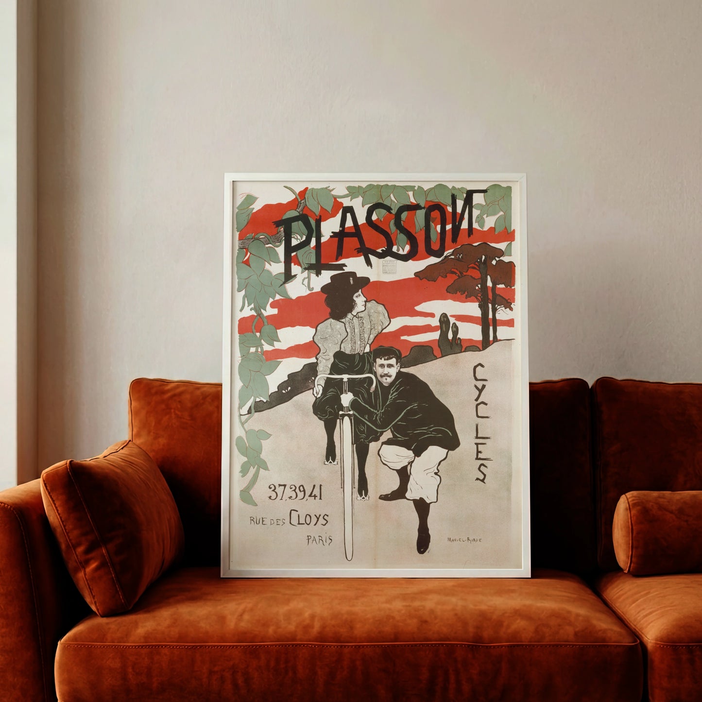 Französisches Plakatkunst-Motiv Plasson Cycles Manuel Robbe.