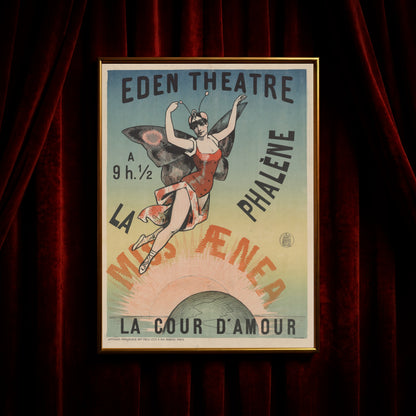 Französisches Theaterposter von Émile Lévy mit Pastellfarben und Jugendstil-Elementen.